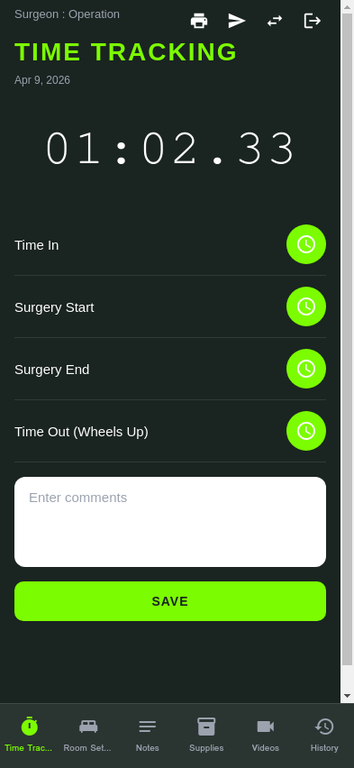 Time Tracking screen